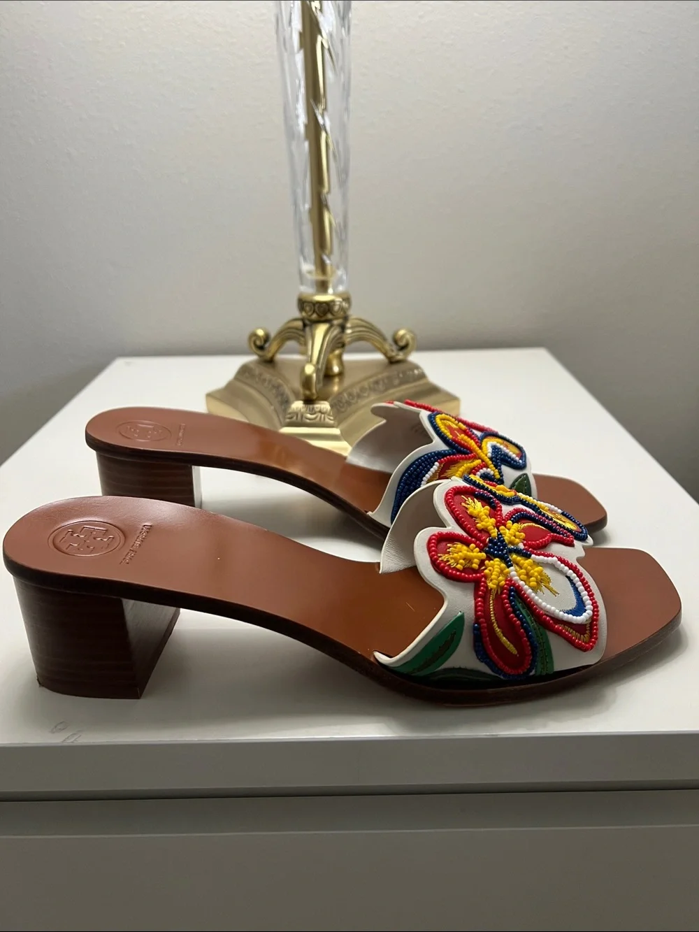 Bianca Floral Embellished Slide Sandal Tory Burch